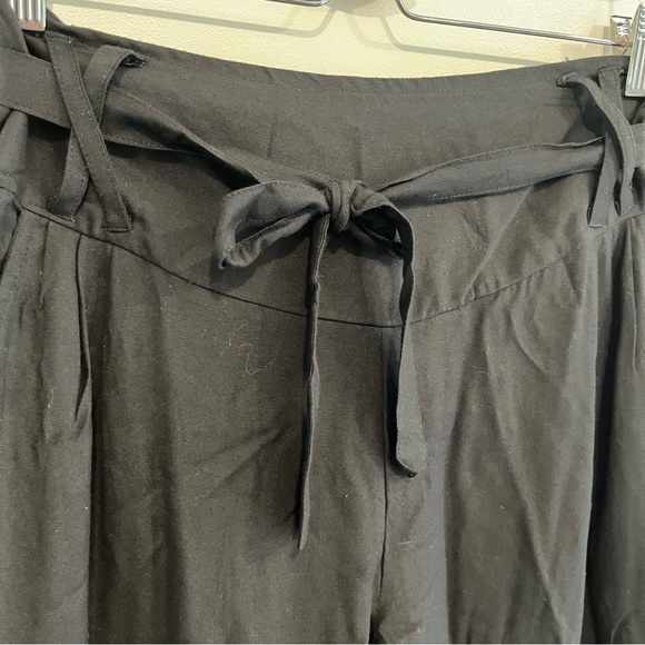 Aller Simplement Black Shirred Cropped Wide Leg Pants Sm/Med - Picture 10 of 12